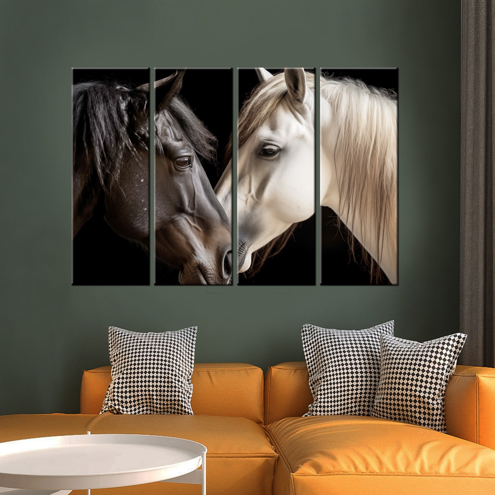 Horse Canvas Print | Black and White Horses Wall Art | Romantic Horse ...