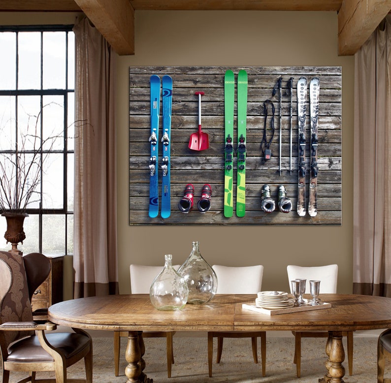 Skis Canvas Skis Wall Art Skiing Wall Decor Winter Sports Etsy