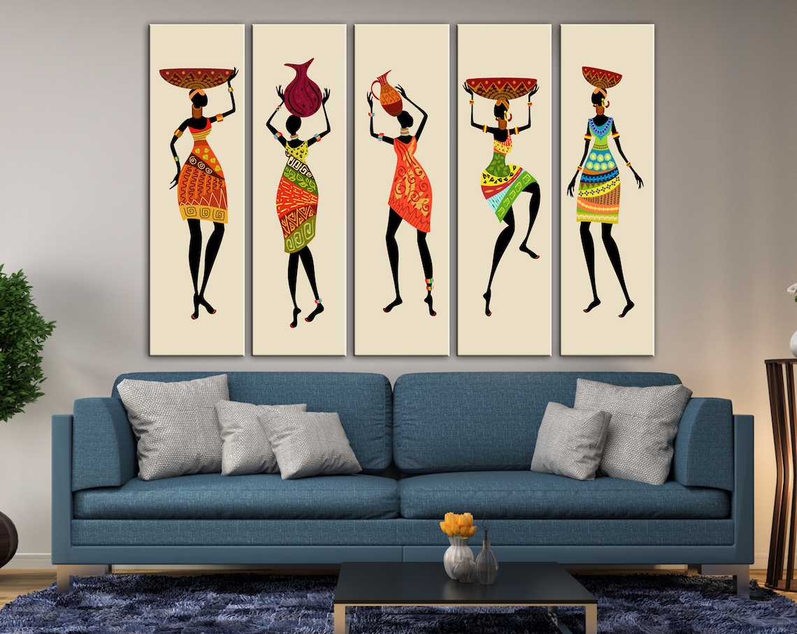 Ethnic Canvas African Wall Decor for Home Folk Panel Art for Etsy