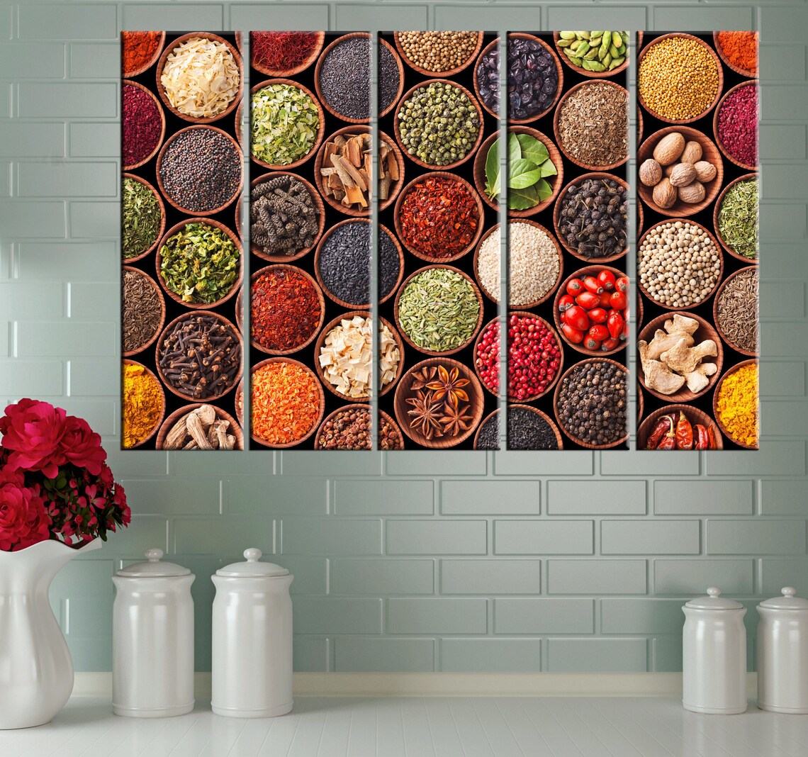 Spice Choices Canvas Herbs and Spices Wall Art Chef Gift Etsy