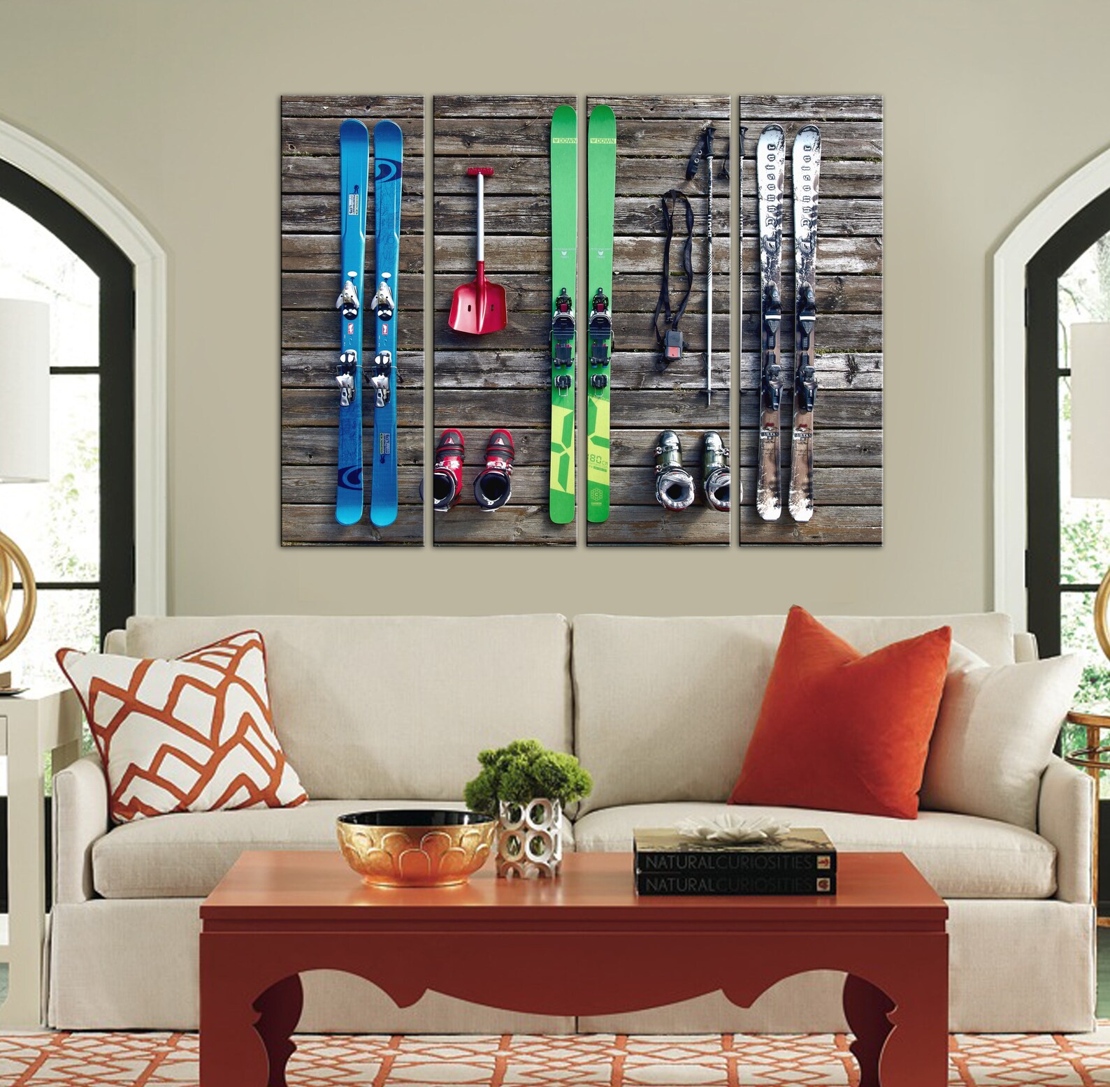 Skis Canvas Skis Wall Art Skiing Wall Decor Winter Sports Etsy