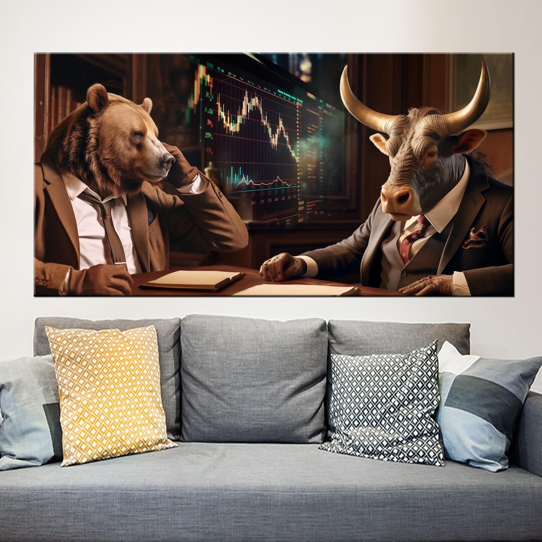 Trading Decor Bull Bear Trader Canvas Print | Stock Market Wall Art | Forex Trading ...