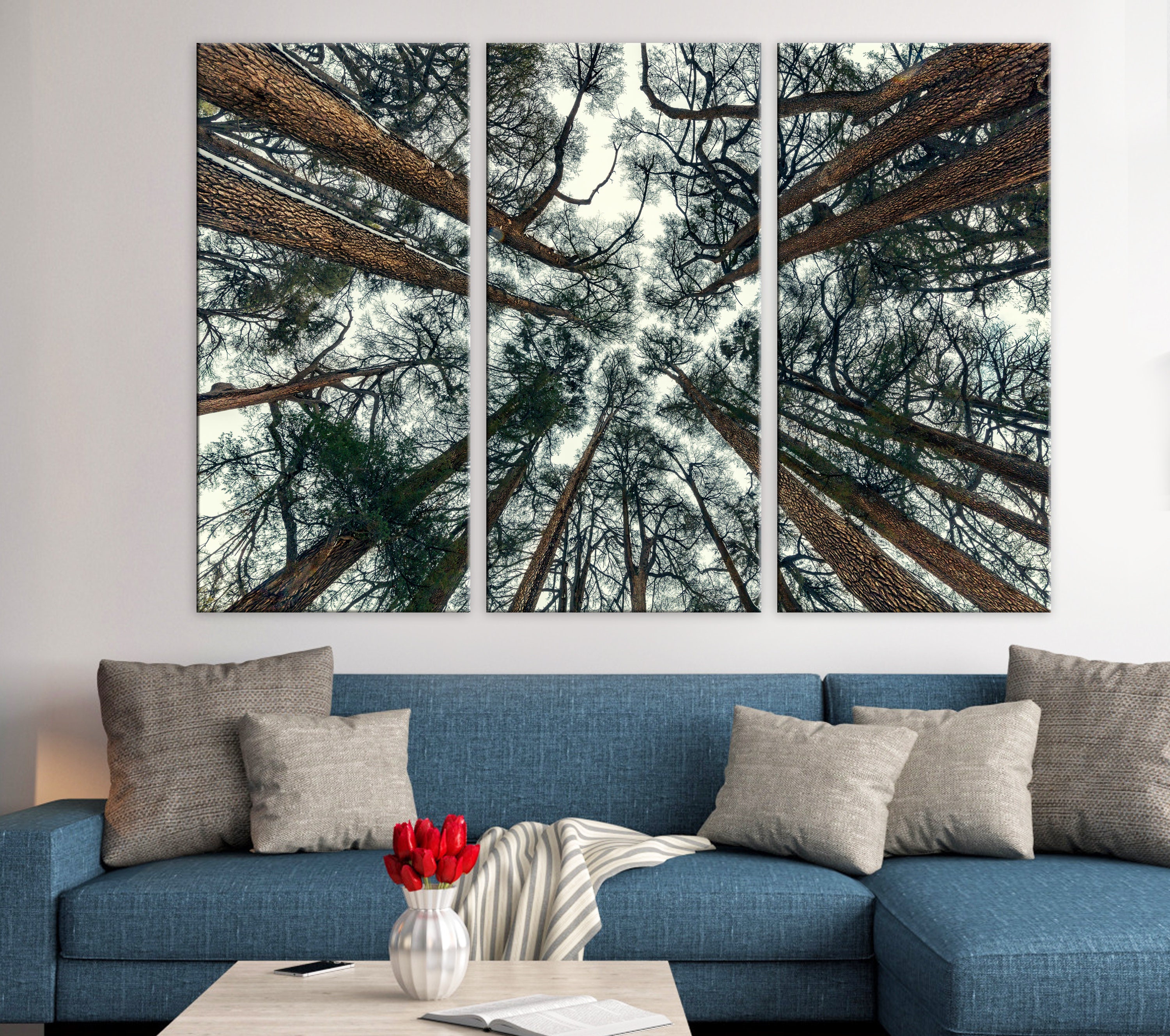 Trees Canvas, Forest Wall Art, Trees Nature Forest Print, Cedar Forest ...