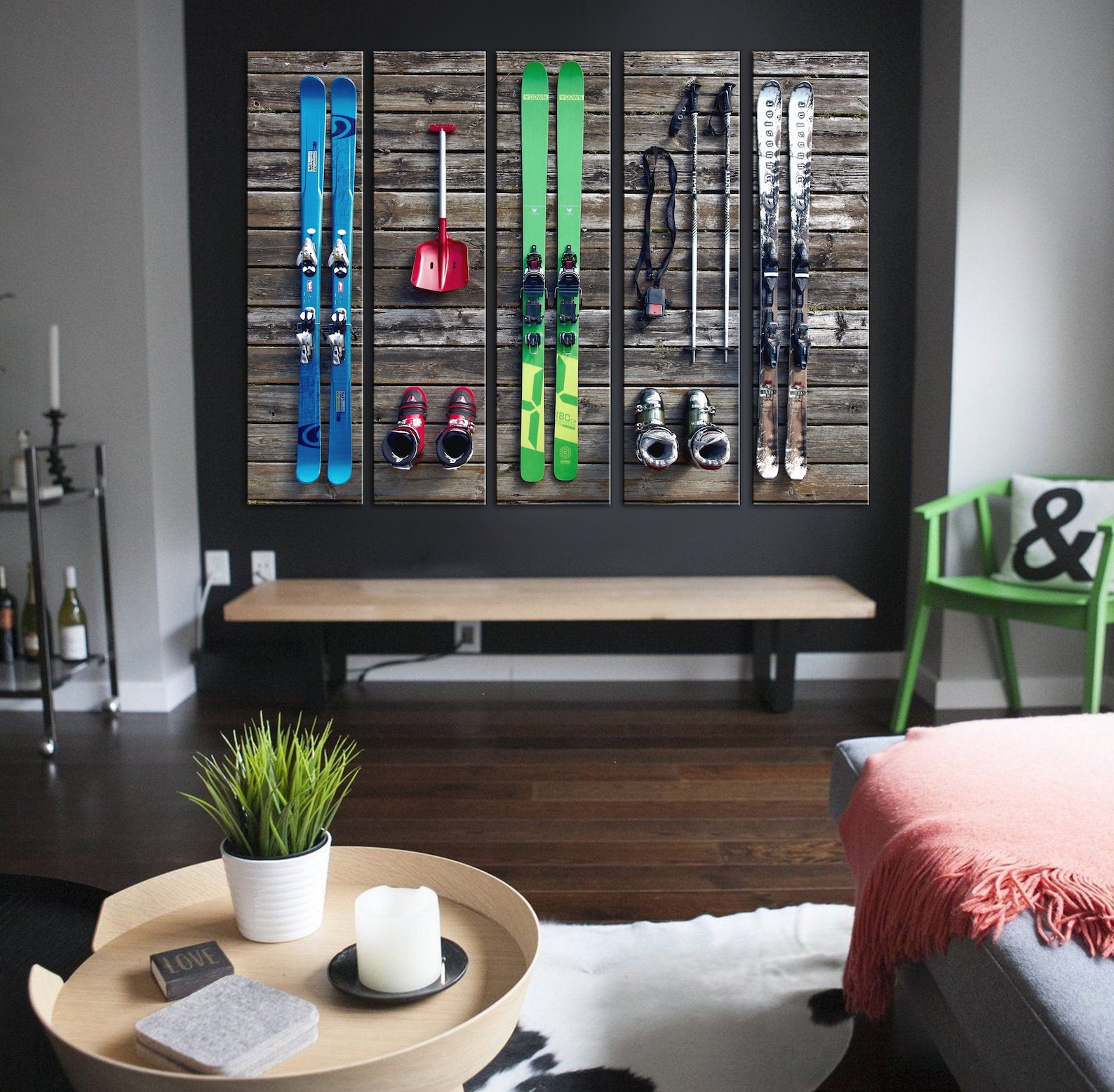 Skis Canvas Skis Wall Art Skiing Wall Decor Winter Sports Etsy