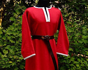 Medieval Reenactment Cotte Linen Red-White Size M