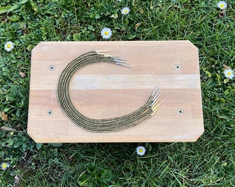 Nestelschnur mit Nestelspitzen schwarz-gelb handgeknüpft - Mittelalter Reenactment LARP