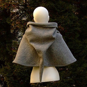 Garment Gugel 100% wool various colors Medieval reenactment LARP Gray