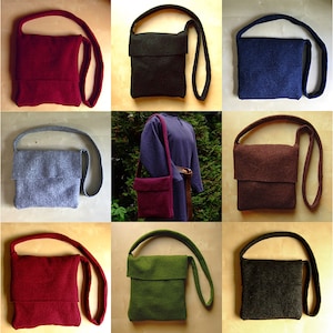 Sac à bandoulière en laine de différentes couleurs, reconstitution médiévale LARP