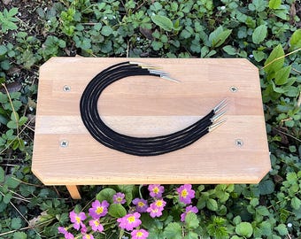 Hand-knotted black lacing cord with lacing tips - Medieval Reenactment LARP