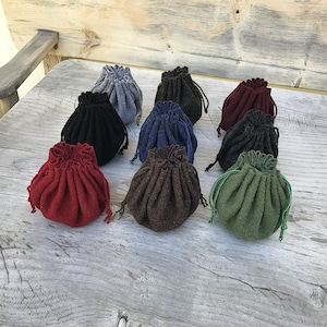 Bolsa grande para ropa, dinero o dados, varios colores, lana, para LARP medieval, recreación, juego de rol