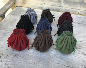 Garment money/dice bag bag large different colors wool medieval LARP reenactment role play