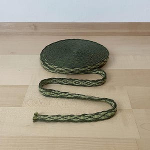 Brettchenborte handgewebt - Webband - Wolle dunkelgrün-hellgrün Rautenmuster - Mittelalter Reenactment LARP