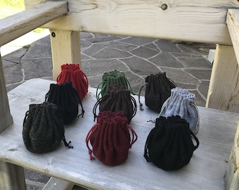 Clothing money/dice bag small bag various colors wool Middle Ages LARP reenactment role play
