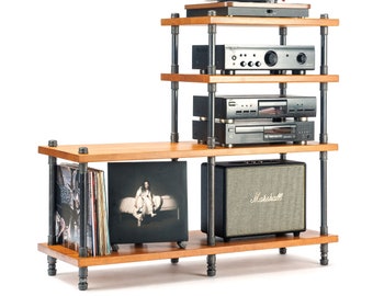 3 in 1 Industrial pipe stand, Vinyl  storage, Record storage, Record cabinet, Record player console
