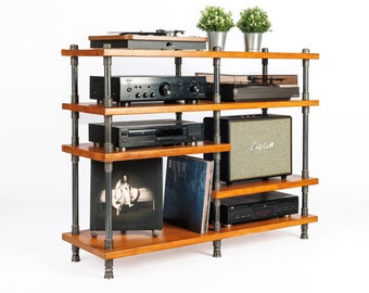 4 in 1 Industrial pipe stand, Vinyl  storage, Record storage, Record cabinet, Record player console