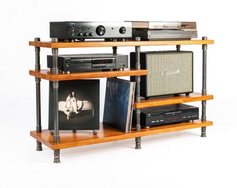 4 in 1 Industrial pipe stand, Vinyl  storage, Record storage, Record cabinet, Record player console