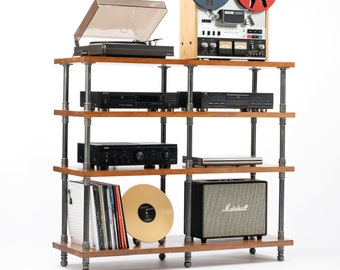 4 in 1 Registered design stand, 4 Tier Industrial Pipe Stand, Record player stand, Vinyl record storage, Record cabinet, Record  console