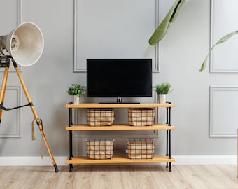 NEW TV stand Industrial furniture, Record player table, tv cabinet, tv table, tv console, media console, Media stand, turntable stand