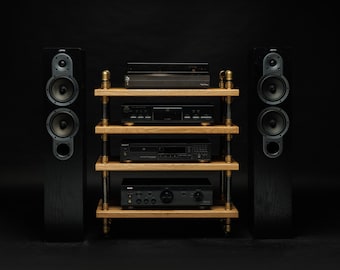 Lp Turntable Storage, Handmade Record Player Stand, Industrial Vinyl Table, Media Hifi TV Unit