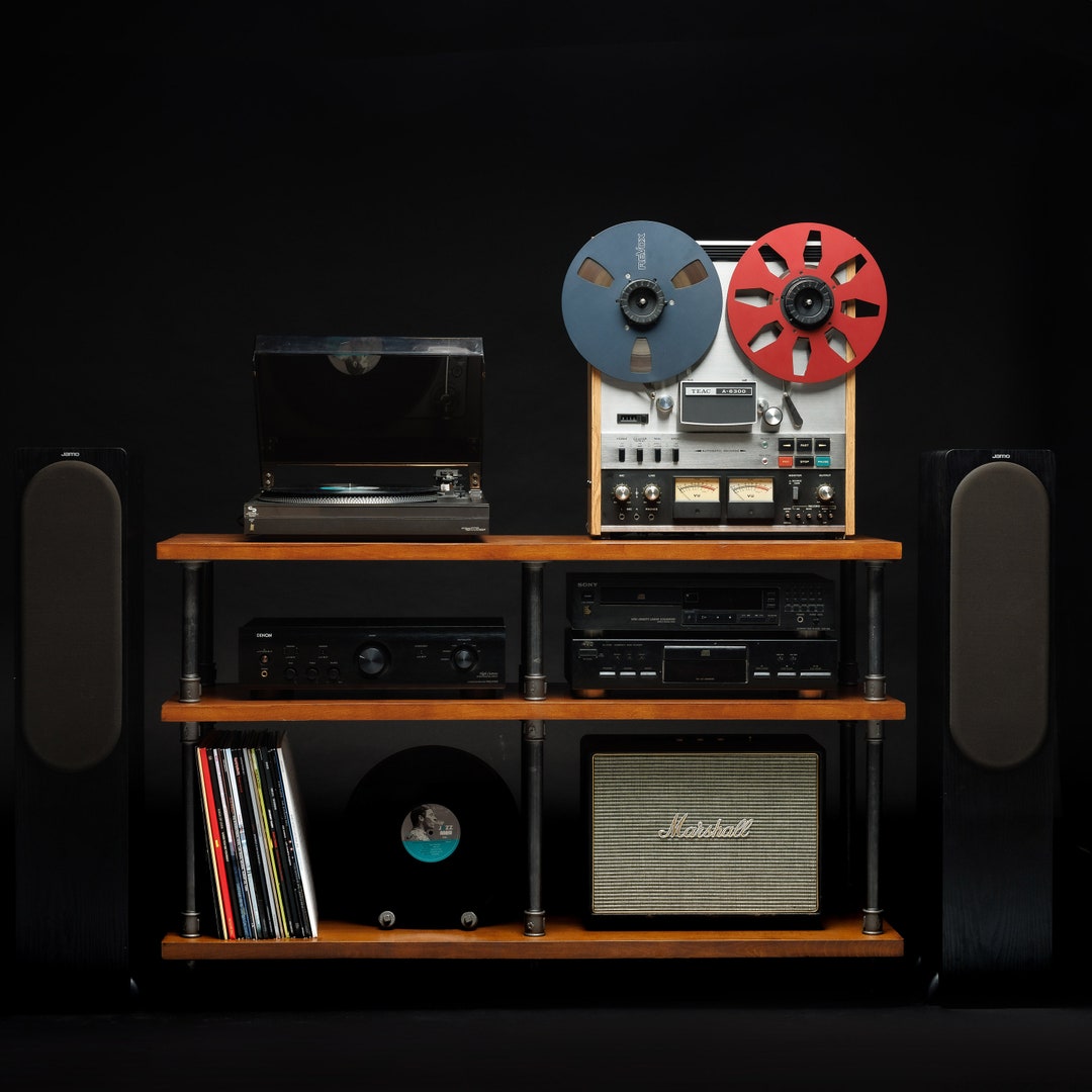 Industrial 3-tier Turntable Stand, Beech Wood Vinyl Storage - Etsy