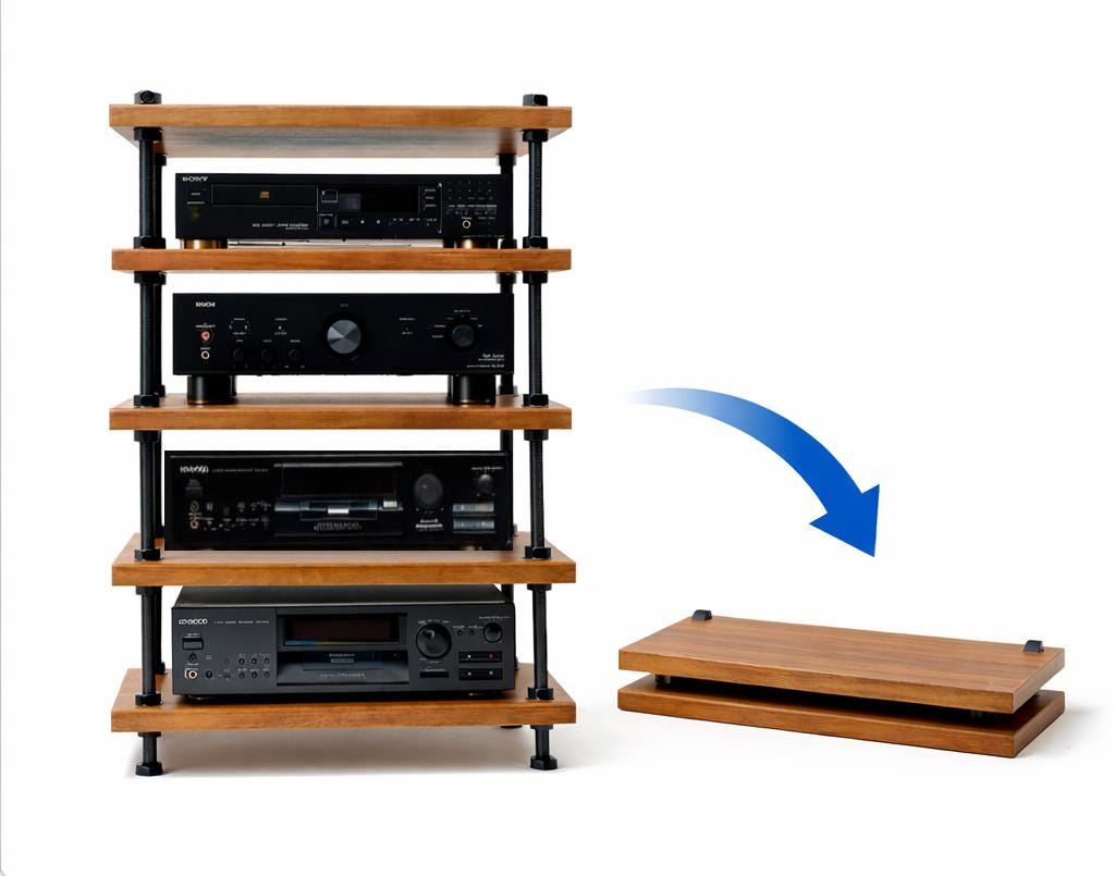 Small Wood Audio Rack 5-tier Audio Rack: Solid Wood Media Console, Adjustable Shelves - Etsy