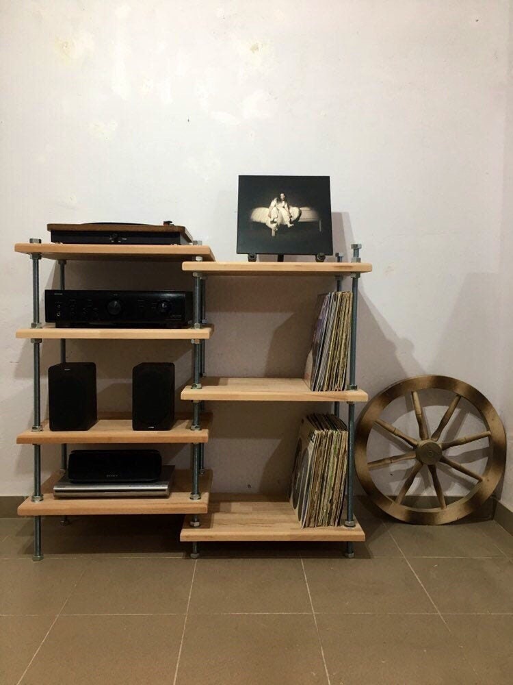 Industrial threaded rod stand vinyl stand audio rack Etsy