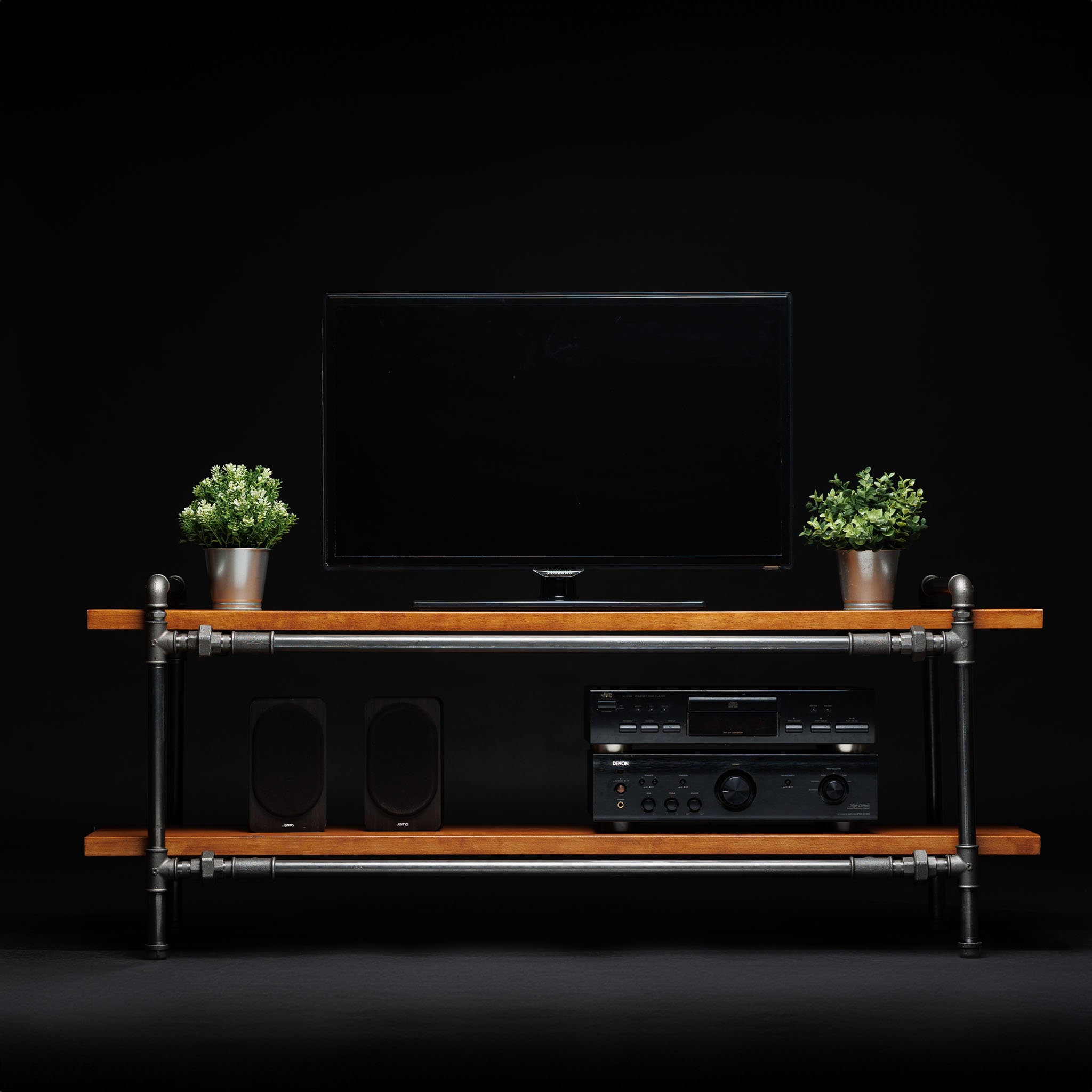 Meuble Tv Industriel Console Multimédia En Bois De Récupération, Table Tourne-Disque