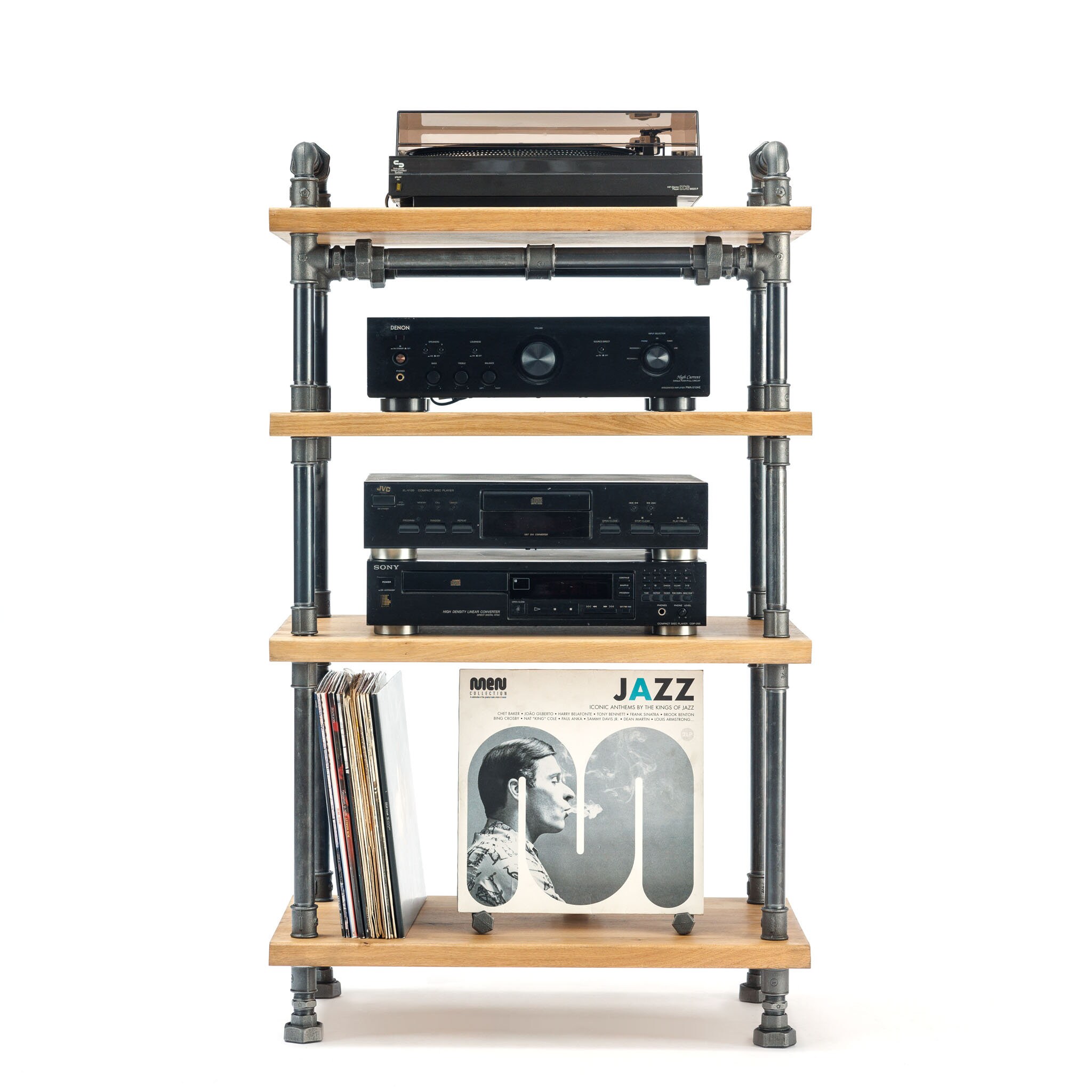 NEW-OAK WOOD、レコードプレーヤースタンド、オーディオラックスタンド