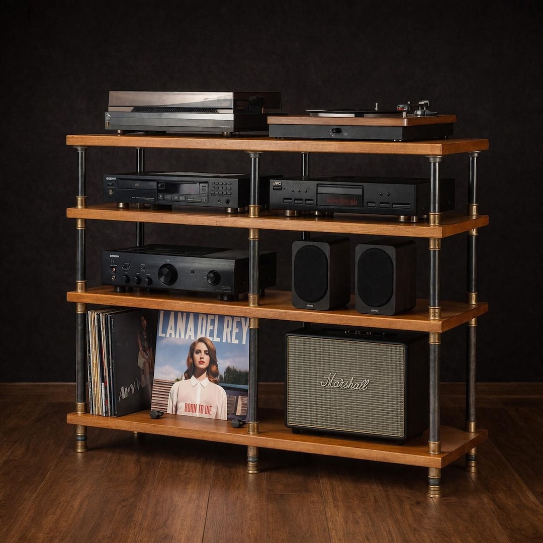 3 in 1 Rack Variation, Audio Equipment Stand, Gold Turntable Stand ...