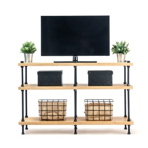 MADERA DE ROBLE NUEVA, Soporte de TV, Mesa para tocadiscos, mueble de TV, mesa de TV, consola de TV, consola multimedia, Soporte para medios, soporte para tocadiscos