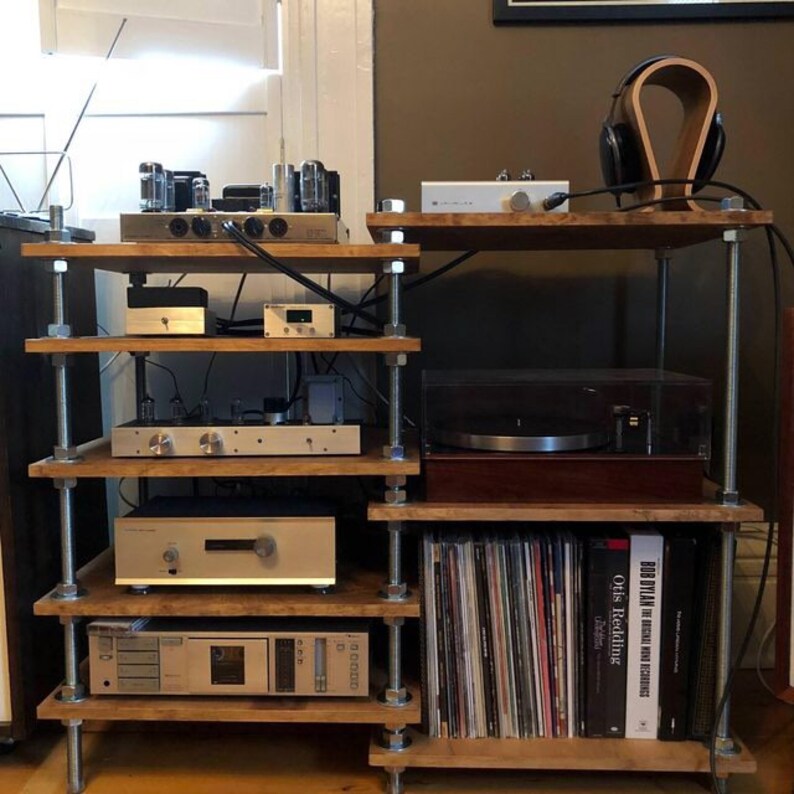 Industrial threaded rod stand vinyl stand audio rack Etsy