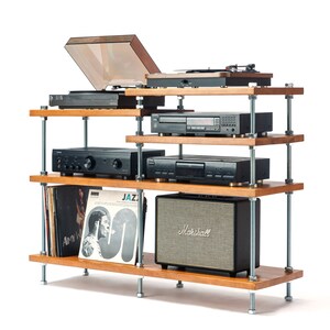 2 in 1  Rack, NEW Turntable Stand, Wood Furniture, Handmade Record Player Stand, Industrial Vinyl Table, Media Hifi TV Unit