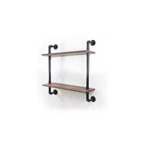 Wall Shelf Unit,  Rustic Wood and Pipe Shelves, Open Shelving, Kitchen and Bathroom Storage