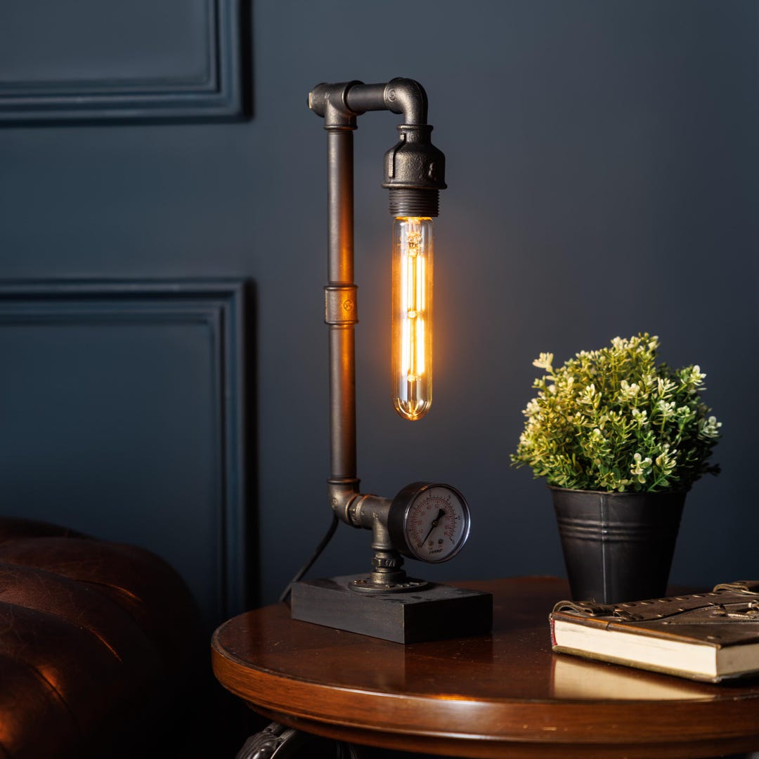 3 in 1 Steampunk Desk Lamp Desktop Lamp, Reading Lamp, Industrial Pipe ...