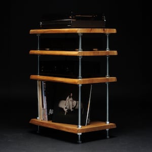 NEW-OAK WOOD, Stand curved edges, Free shipping, Lp storage, Records stand, Display for vinyls, Audio rack