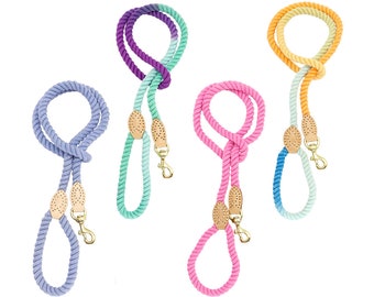 Sier 5ft Ombre Rope Dog Leash Braided Cotton Heavy Duty Strong Durable Multi-Colored