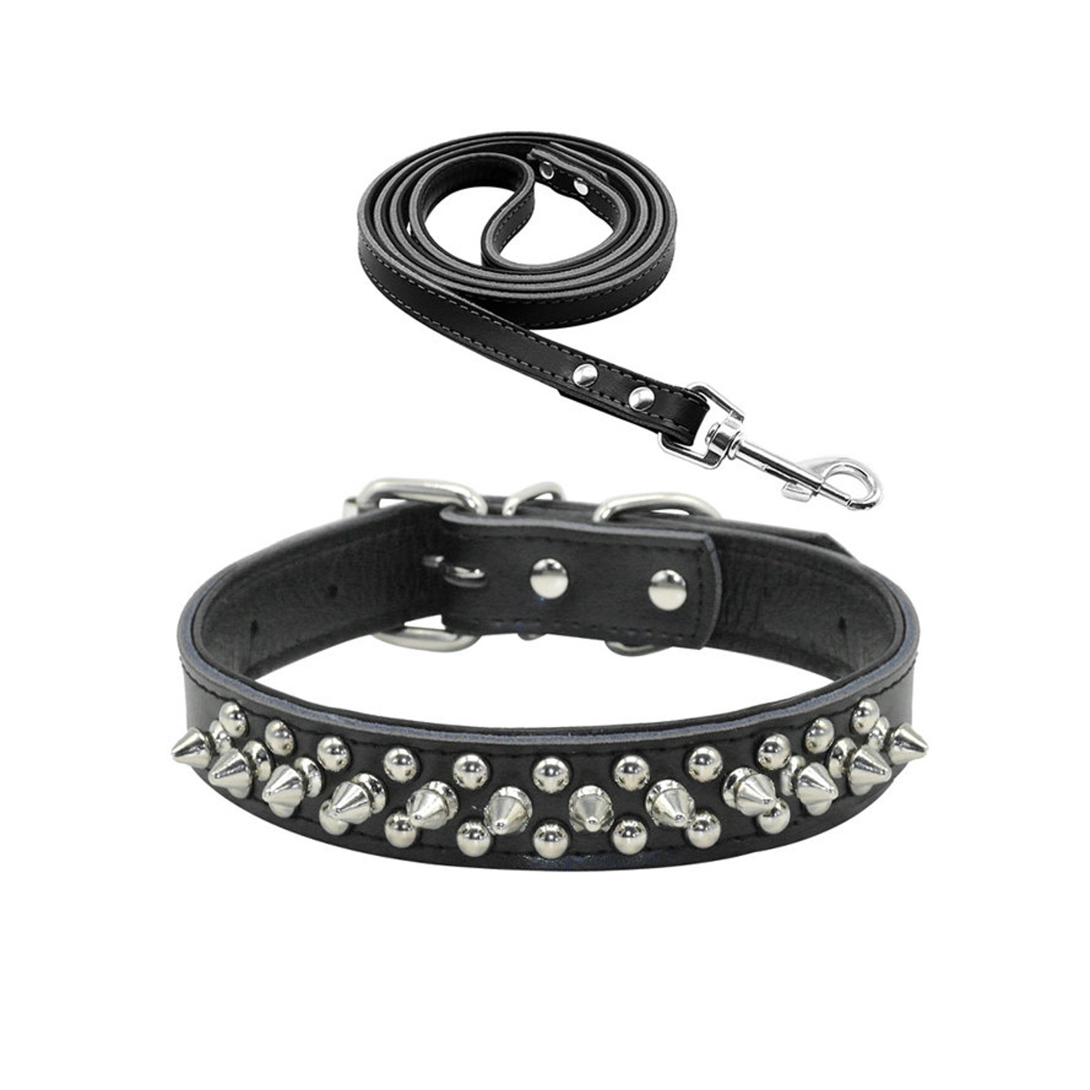 Antibite Spiked Studded Dog Collar Adjustable Stylish Leather Etsy