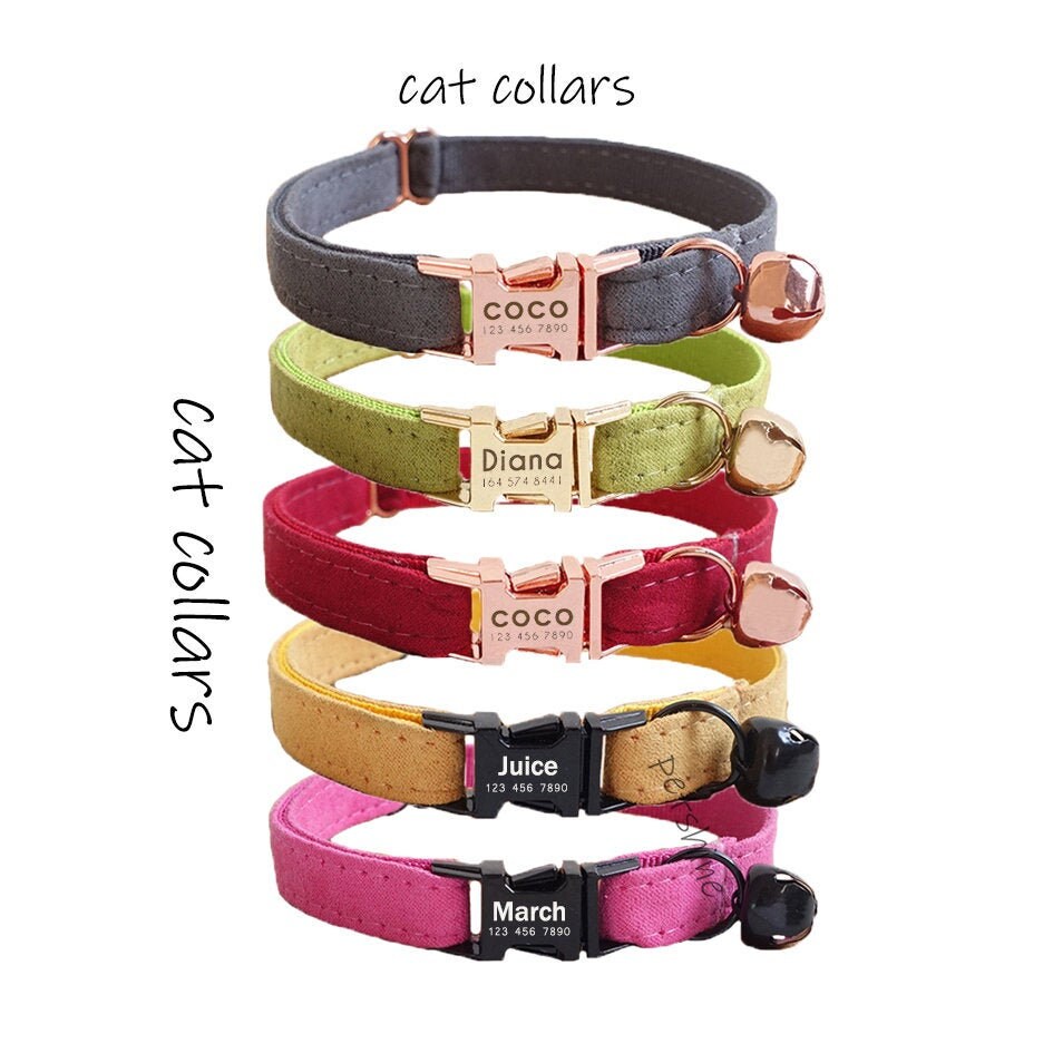 Personalized cat collar with bow cat collar with name cat Etsy