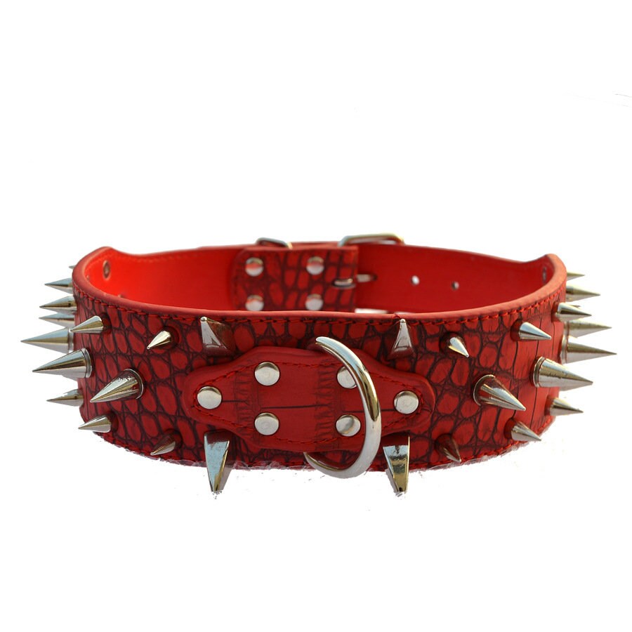 Antibite Spiked Studded Dog Collar Adjustable Stylish Leather Etsy