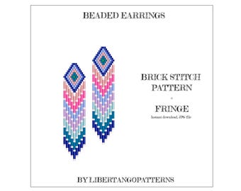 Earrings pattern - Brick stitch pattern - Instant download - Pdf pattern for Mituki Delicas beads