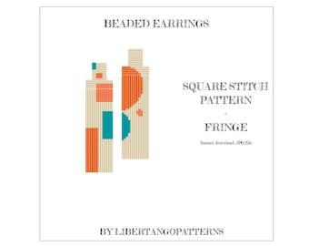 Square stitch bead earrings pattern - Seed bead pattern - Beading - Instant download - Modern tie dye print - Geometric/Abstract earrings