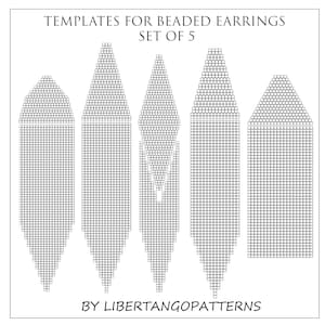 Paper bead templates, Beading patterns, Beaded earrings pattern, Square Brick Stitch earrings, Seed bead earring template jpg, Bead graph