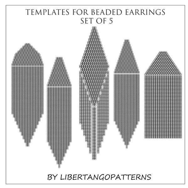 Paper bead templates, Beading patterns, Beaded earrings pattern, Square Brick Stitch earrings, Seed bead earring template jpg, Bead graph