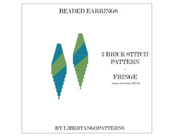 Beaded Earrings Pattern • DIY Brick Stitch Earrings • PDF Seed Beads Pattern • Boho Beadwork Tutorial