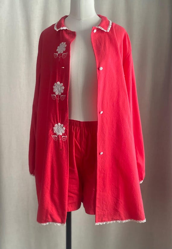 Vintage 1960s Pajama Set With Tags Red Sleepwear … - image 3