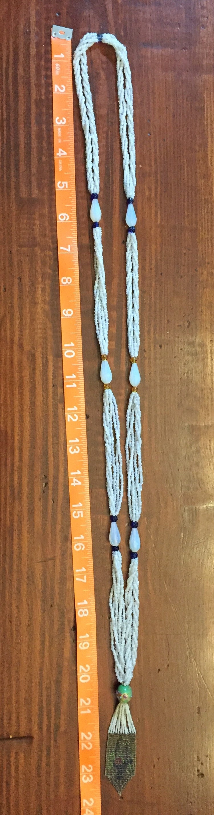 Collier Sautoir Perles Peintes Russe En Bois - Ancien, Style Ethnique, Occasion