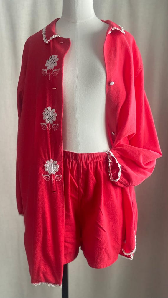 Vintage 1960s Pajama Set With Tags Red Sleepwear … - image 8