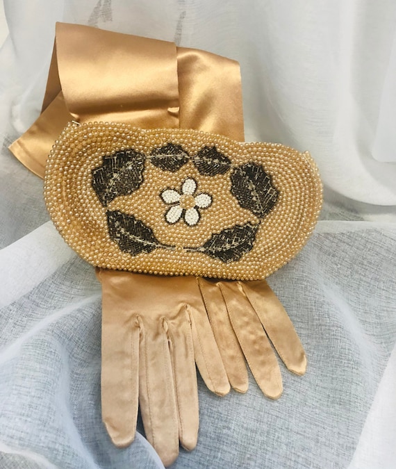 Vintage/new 1950-60s Hand Beaded Clutch , Hand Bea