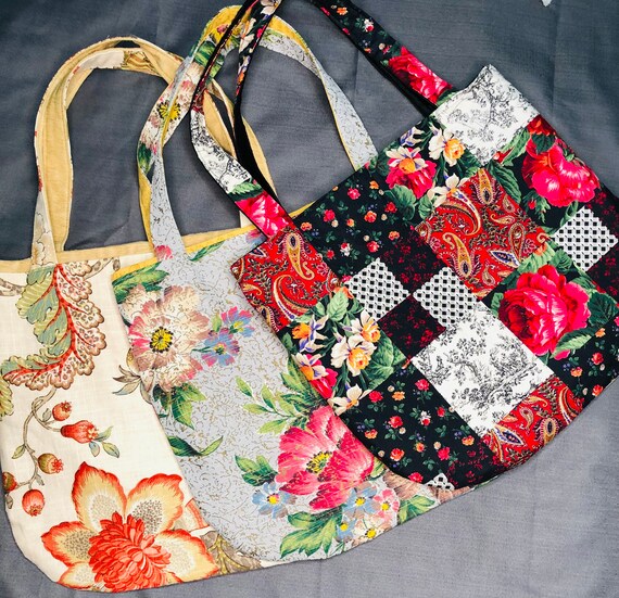 Reversible Tote Bag Handmade Tote Bag Made With Vintage new Etsy