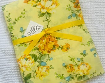 Lenzuolo matrimoniale Pequot vintage anni '70: giallo sole floreale